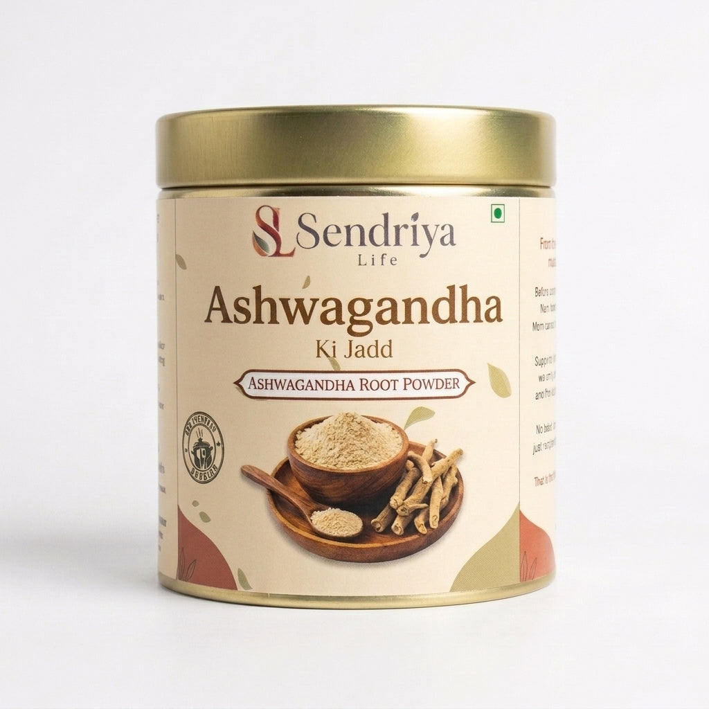 Ashwagandha root powder in a bowl — Sendriya Life
