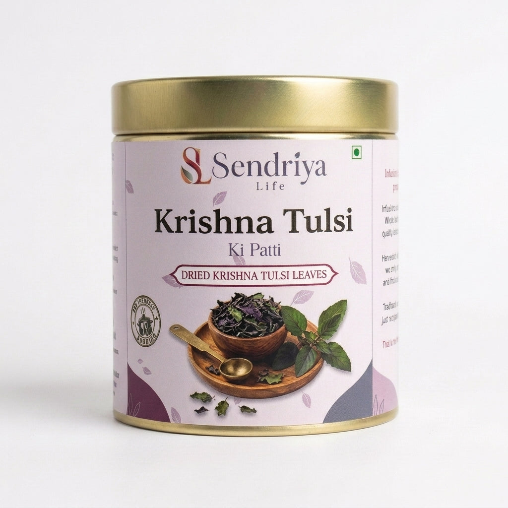 Dried Krishna Tulsi leaves in a bowl — Sendriya Life